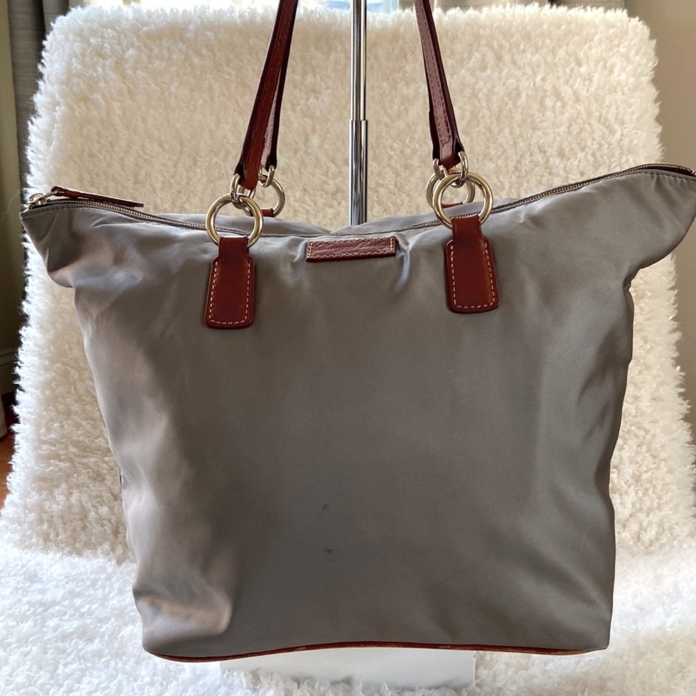 Dooney & Bourke Large Grey/Taupe Nylon Satchel